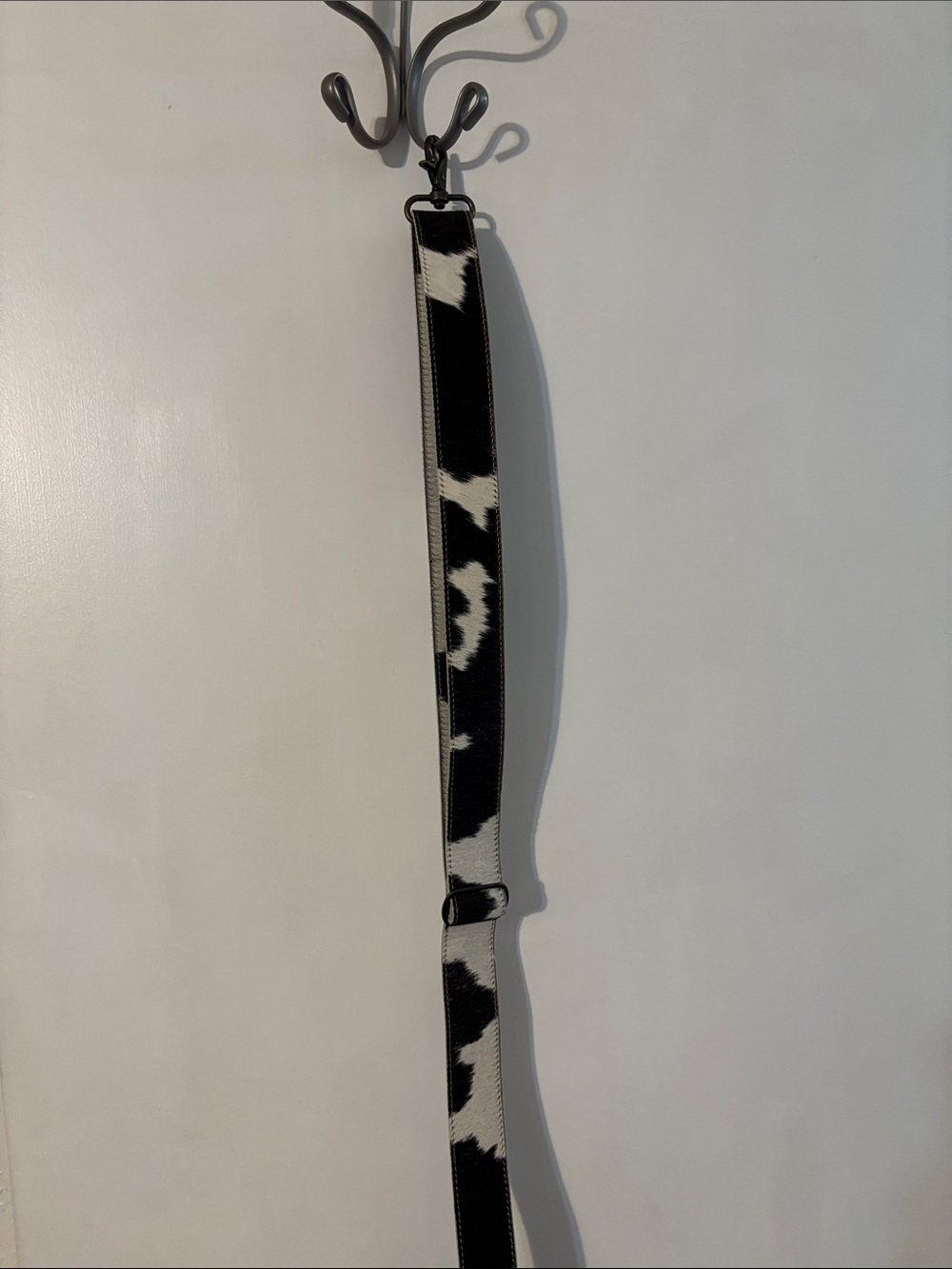 Myra Bag Black & White Cowhide Crossbody Strap with Brass Accents - Picture 3 of 8